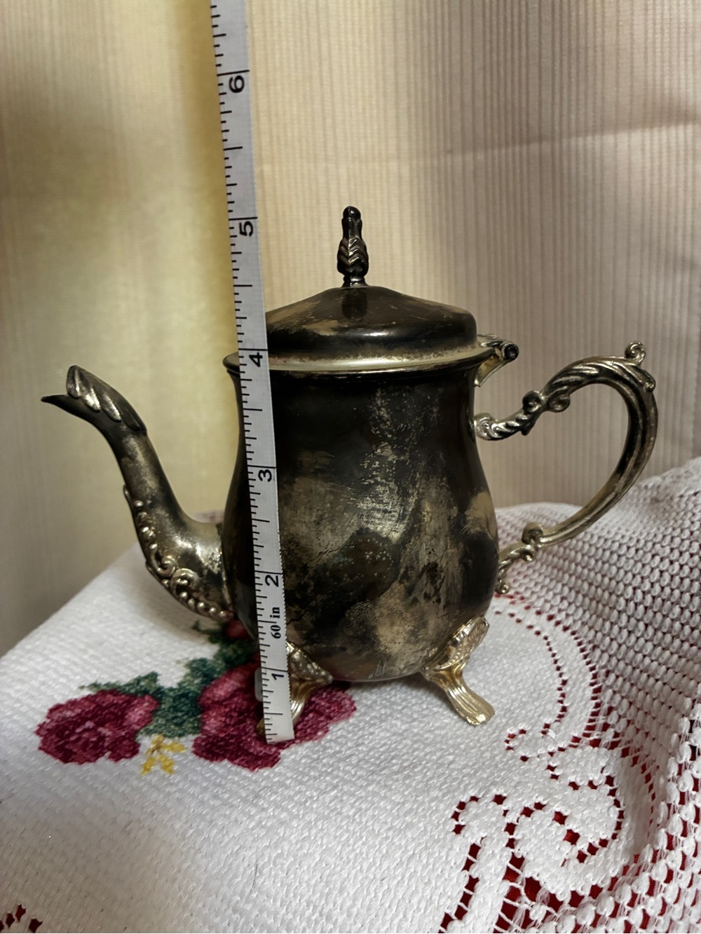 Vintage Ornate Silverplate Mini Teapot Footed Victorian style hinged lid - Picture 14 of 15